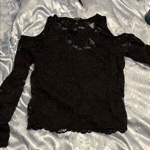 Ambiance Black Lace Cold Shoulder Blouse